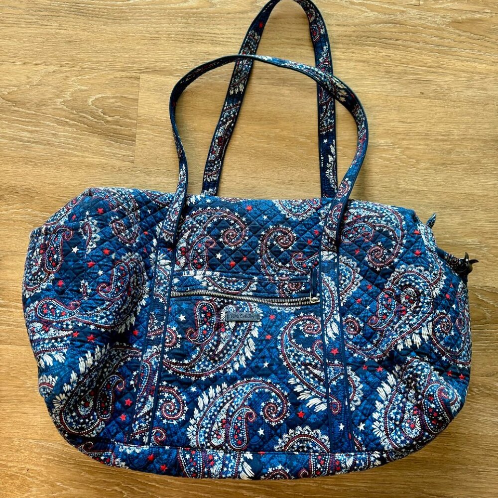 Vera Bradley Red, White, & Blue Paisley Large Duffel Bag